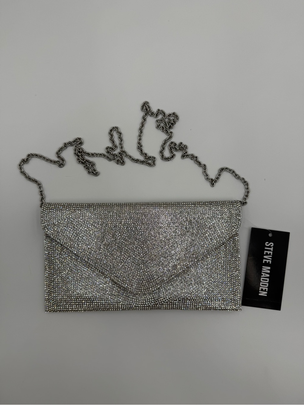 Steve Madden Silver Rhinestone Envelope Clutch Bag NWT - Picture 4 of 9